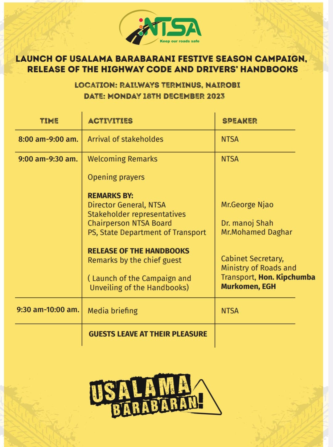 Launch Usalama Barabarani