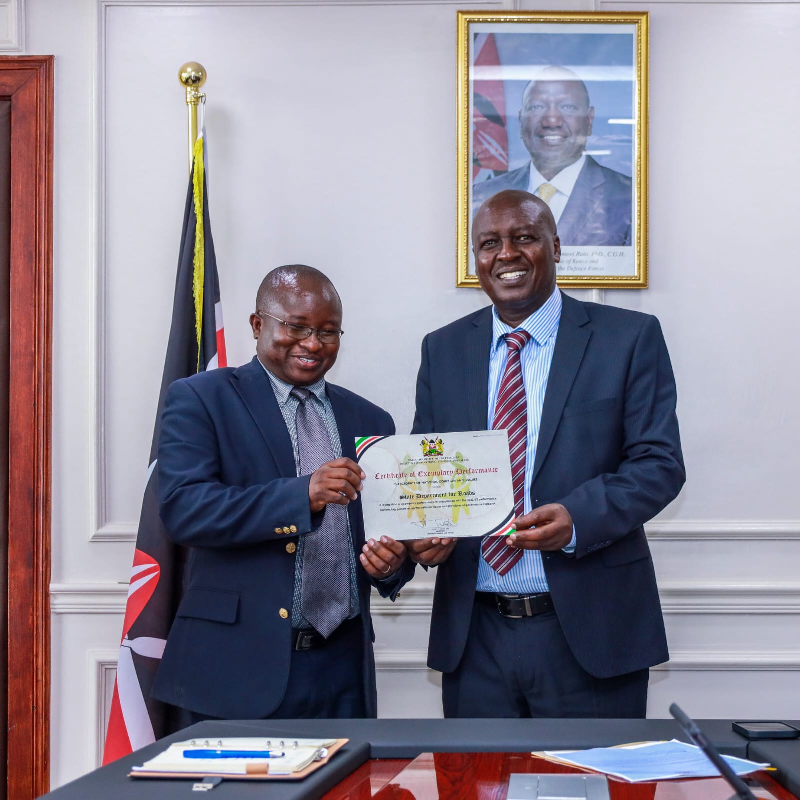 Recognition for Exemplary Performance - Handover Certificate by the Directorate of National Cohesion and Values