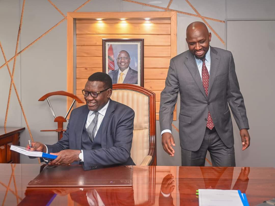 CS Kipchumba Murkomen Hands over Ministry to CS Davis Chirchir