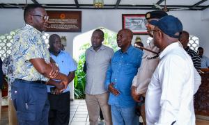 CS for Roads and Transport Mr. Davis Chirchir and staff from Ministry and Agencies during tree planting at Miritini Mangrove Area  
